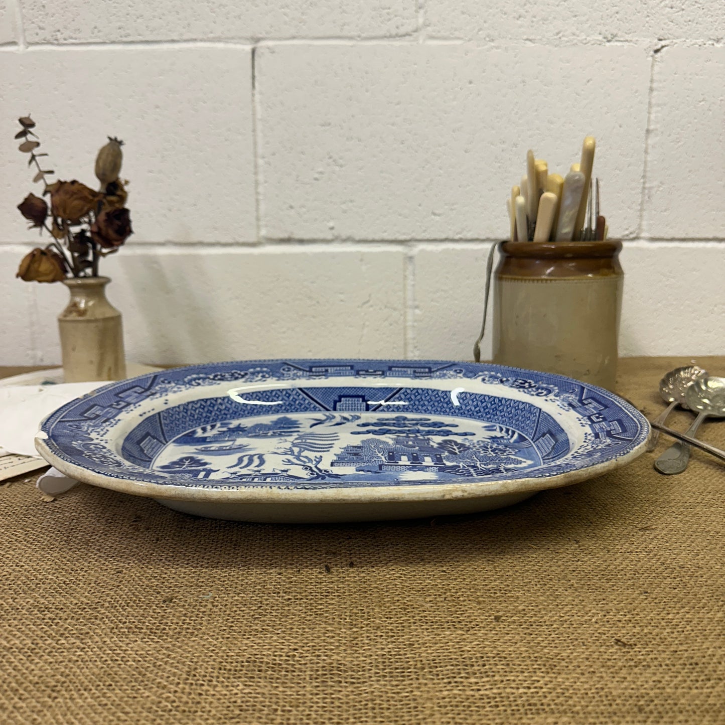 Antique Chinese Willow Serving Platter