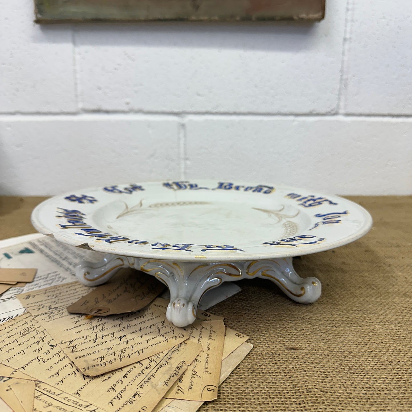 Antique Footed Bread Plate