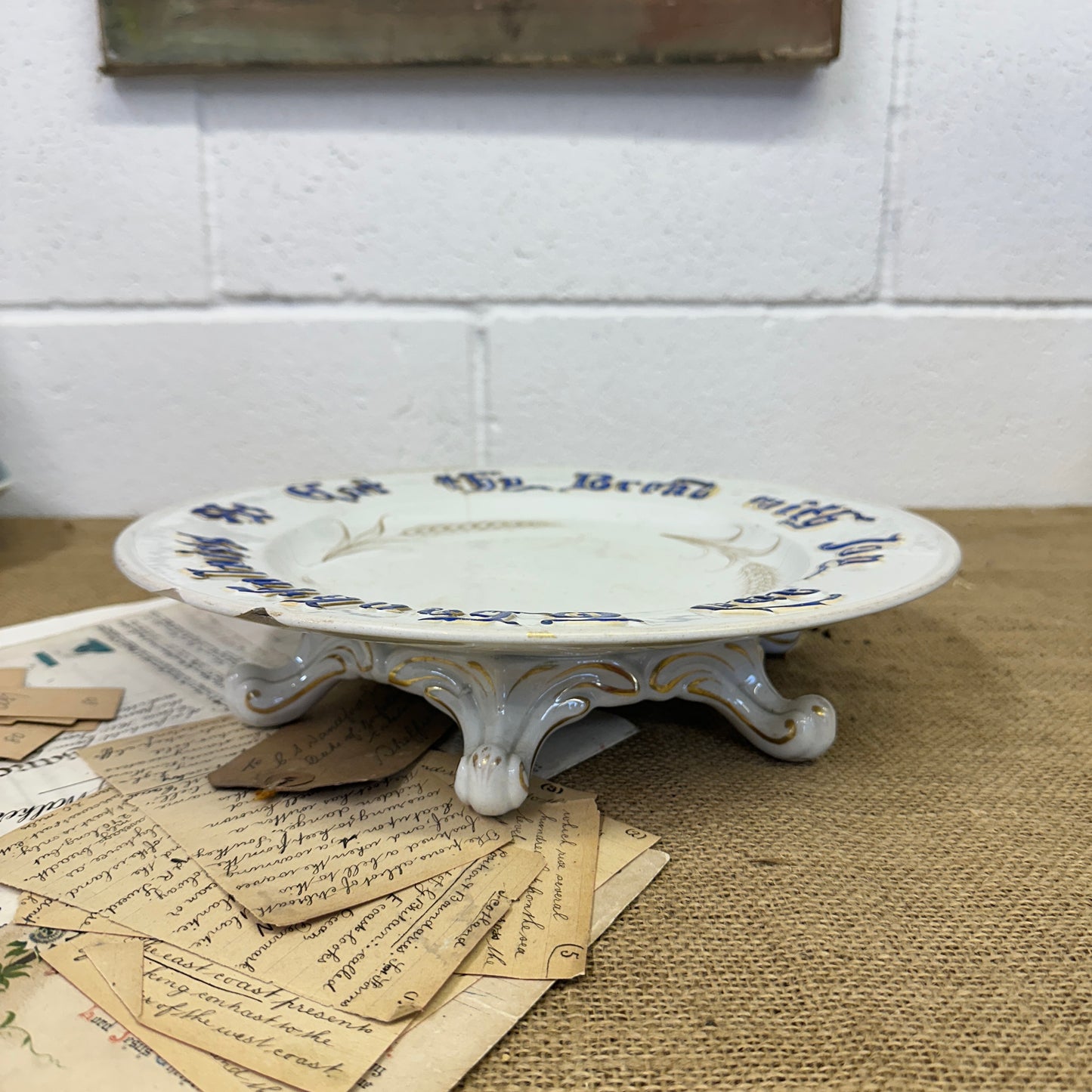 Antique Footed Bread Plate