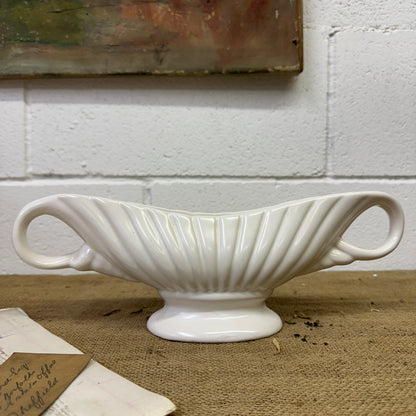 White Fluted Mantle Vase Arthur Wood Twin Handles