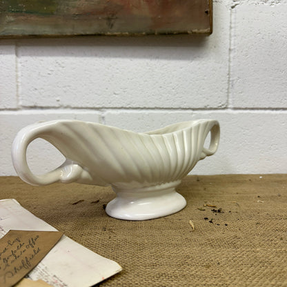 White Fluted Mantle Vase Arthur Wood Twin Handles