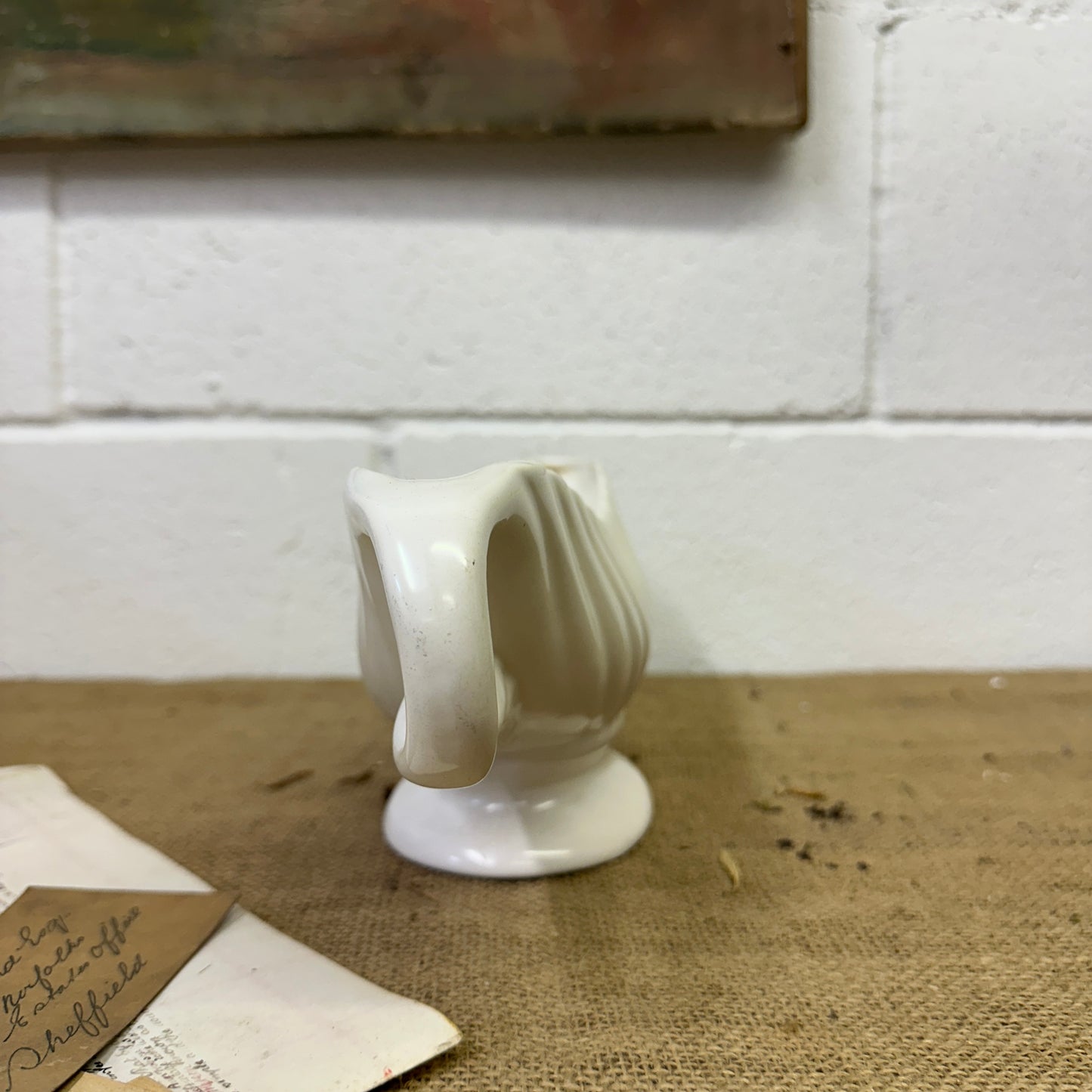 White Fluted Mantle Vase Arthur Wood Twin Handles