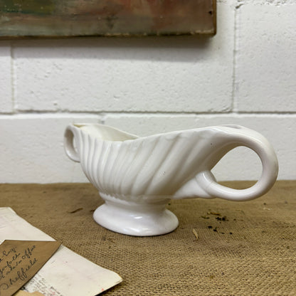 White Fluted Mantle Vase Arthur Wood Twin Handles