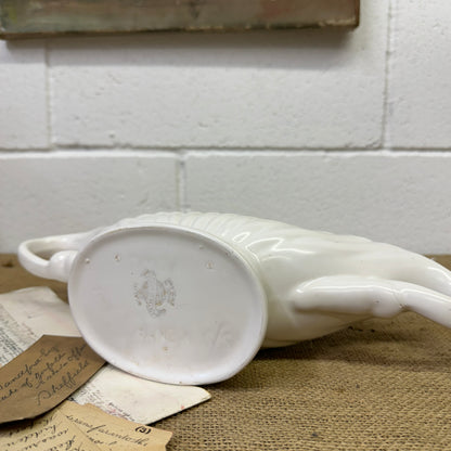 White Fluted Mantle Vase Arthur Wood Twin Handles