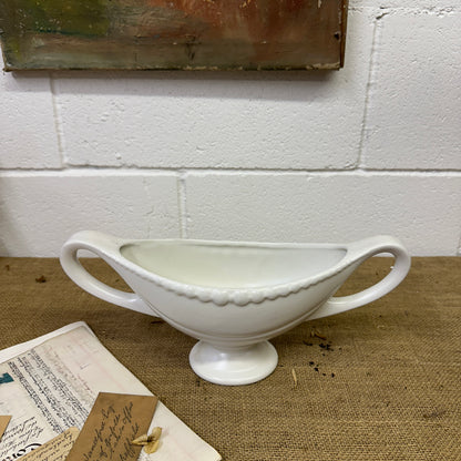 White Fluted Mantle Vase Twin Handles