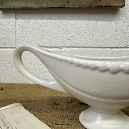 White Fluted Mantle Vase Twin Handles