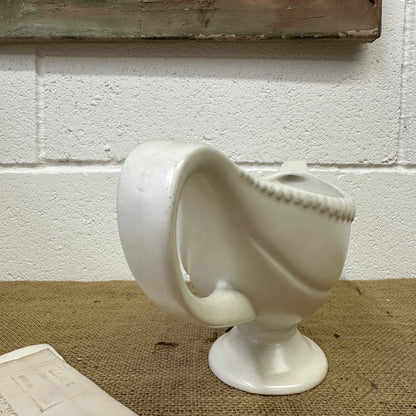 White Fluted Mantle Vase Twin Handles