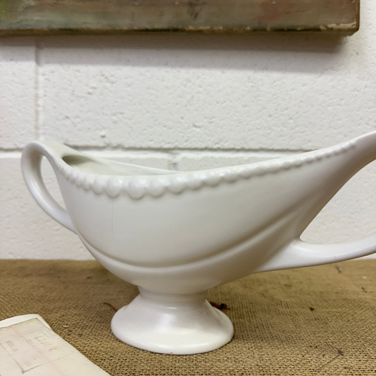 White Fluted Mantle Vase Twin Handles