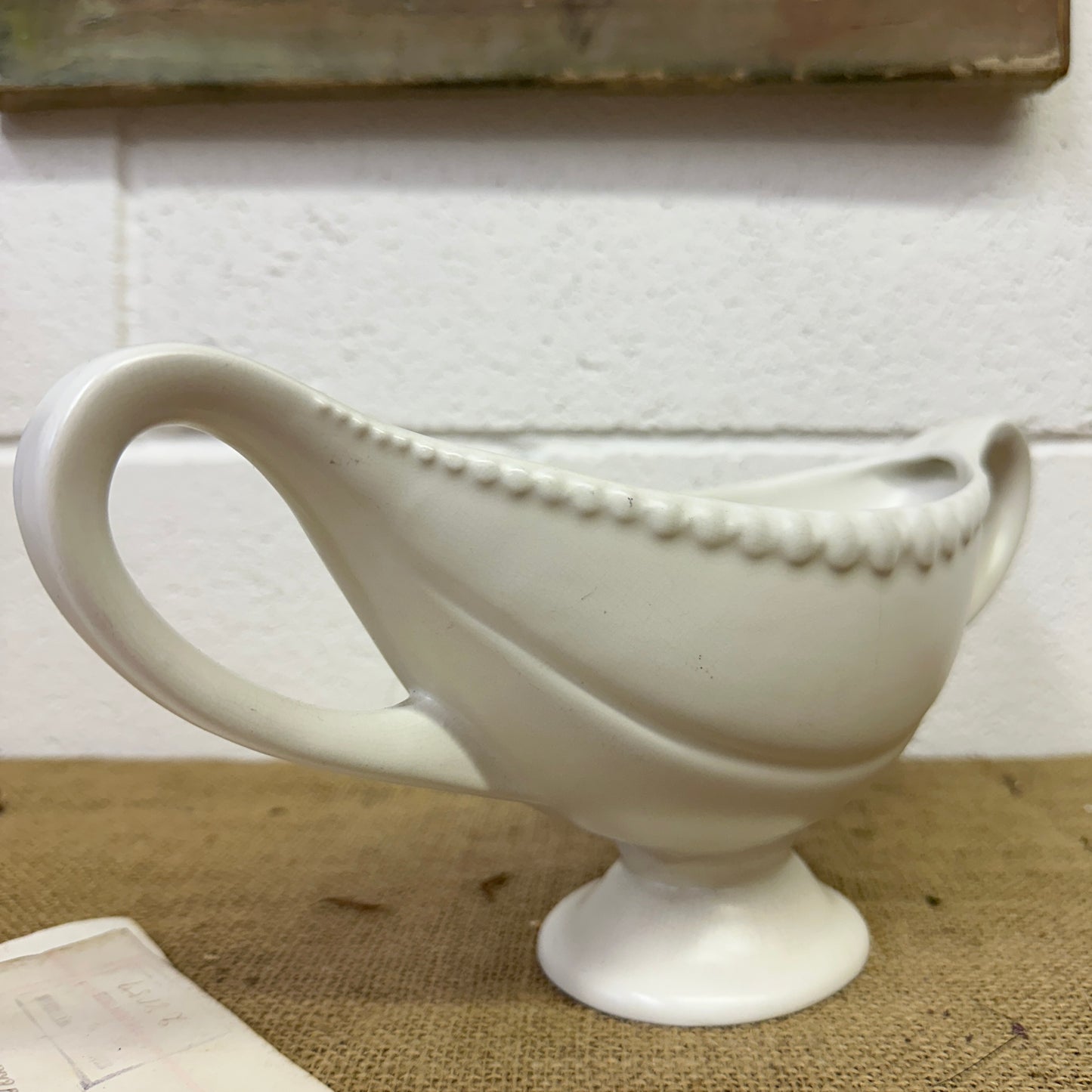 White Fluted Mantle Vase Twin Handles