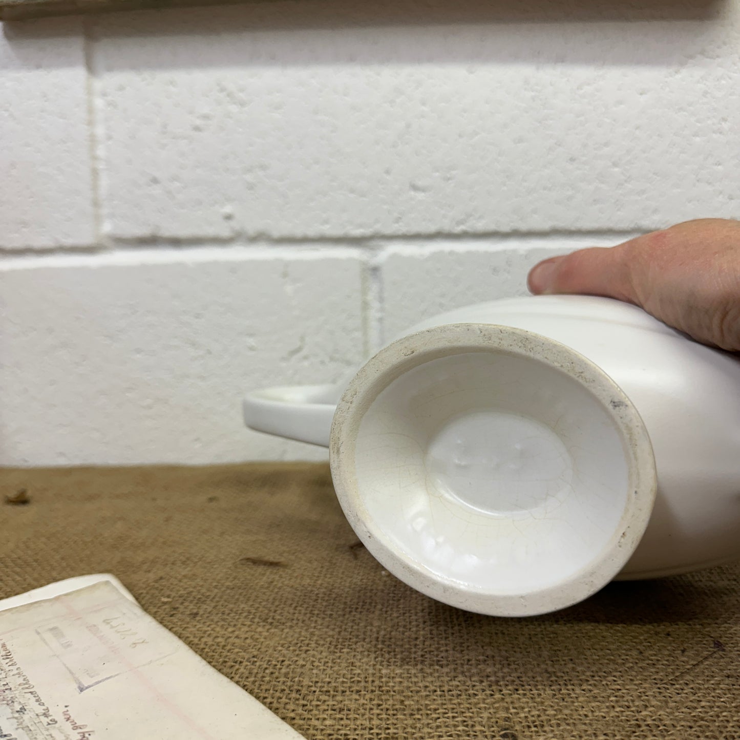 White Fluted Mantle Vase Twin Handles