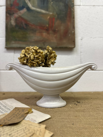 White Fluted Mantle Vase