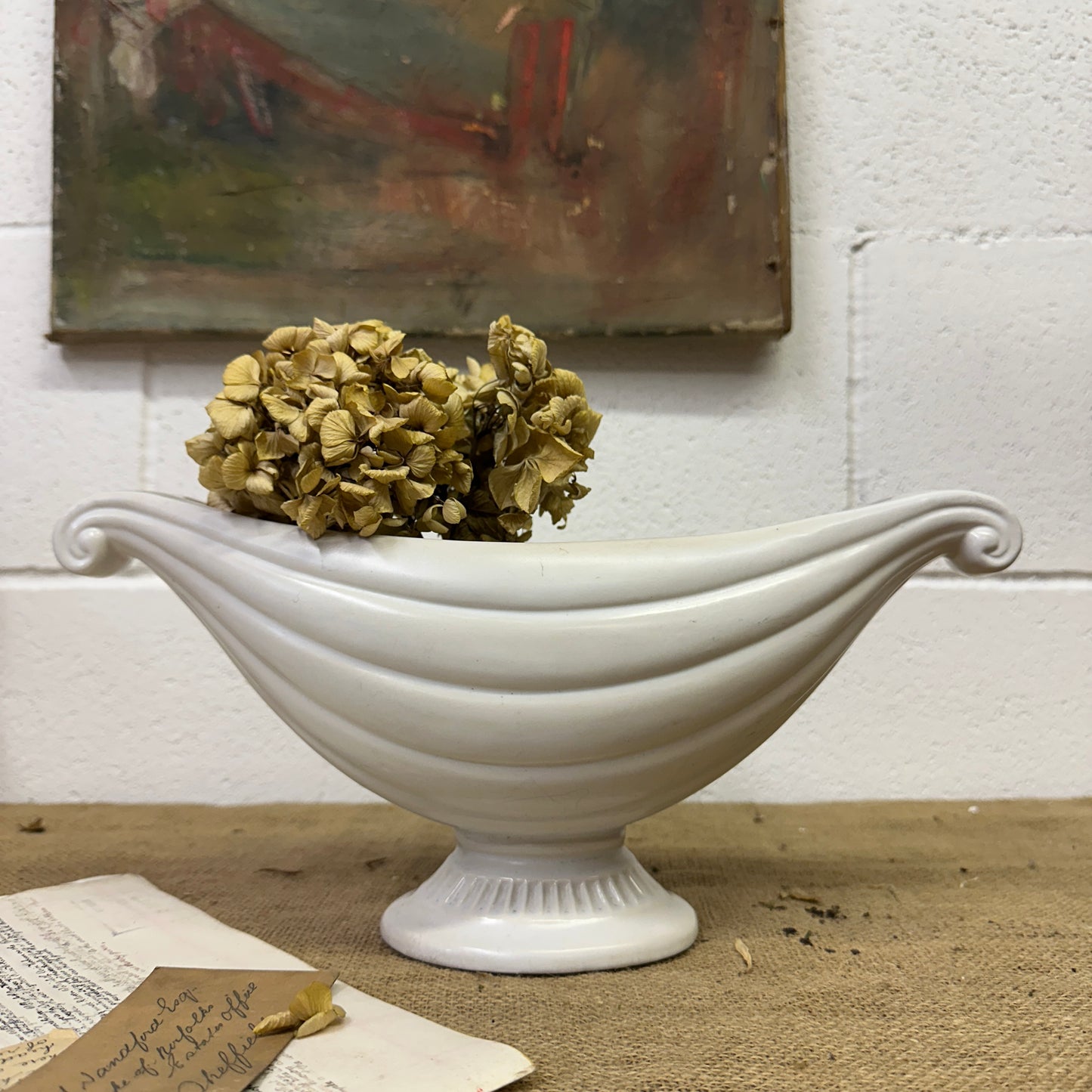 White Fluted Mantle Vase