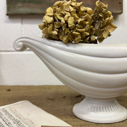 White Fluted Mantle Vase