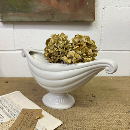 White Fluted Mantle Vase