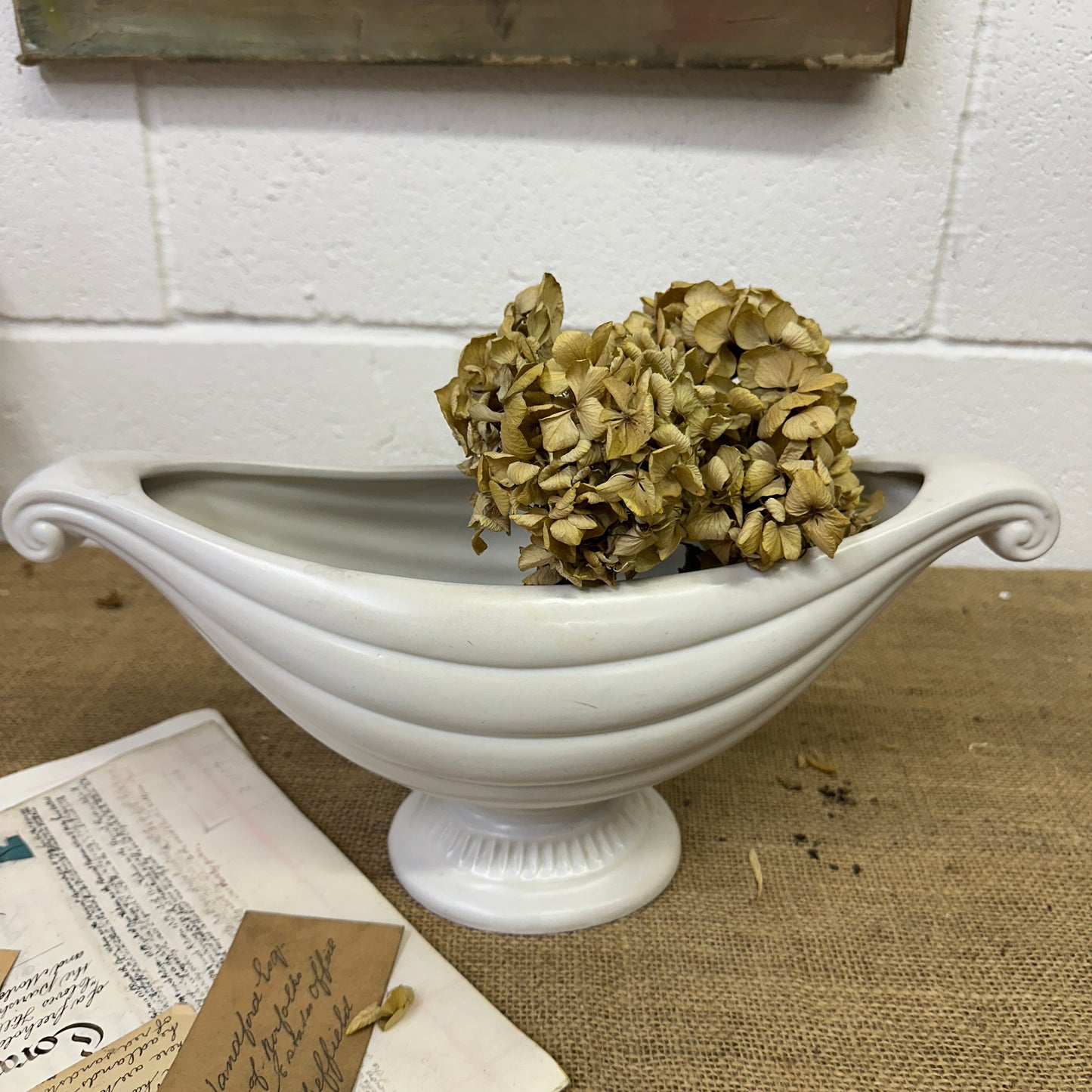 White Fluted Mantle Vase