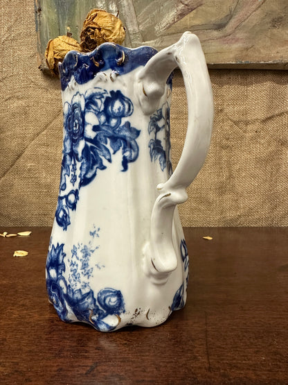 Victorian Transfer-ware Blue Water Jug The Blind Mole