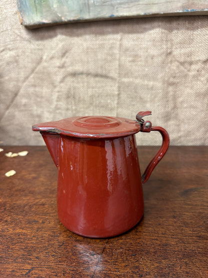 French Red Enamel Lidded Jug