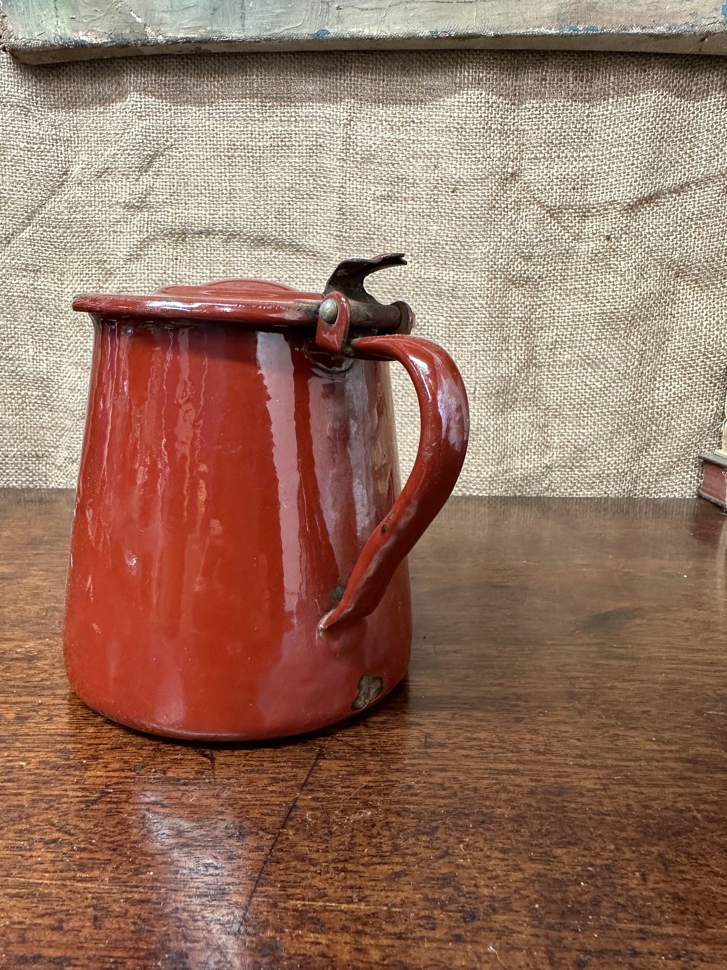 French Red Enamel Lidded Jug