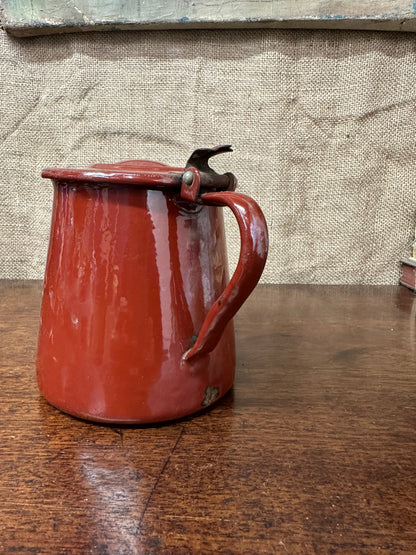 French Red Enamel Lidded Jug