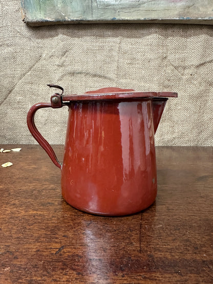 French Red Enamel Lidded Jug