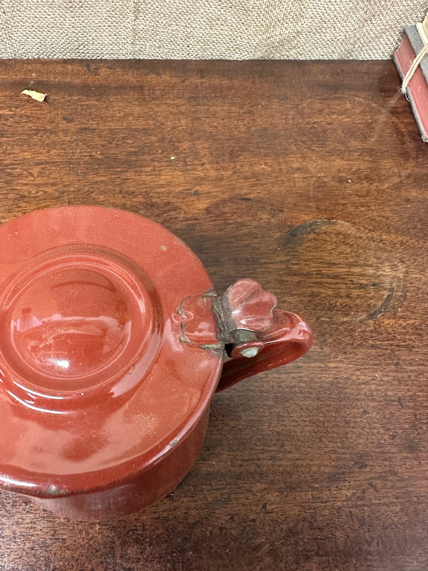 French Red Enamel Lidded Jug
