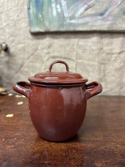 French Red Enamel Lidded Pot