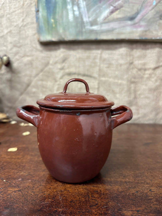 French Red Enamel Lidded Pot