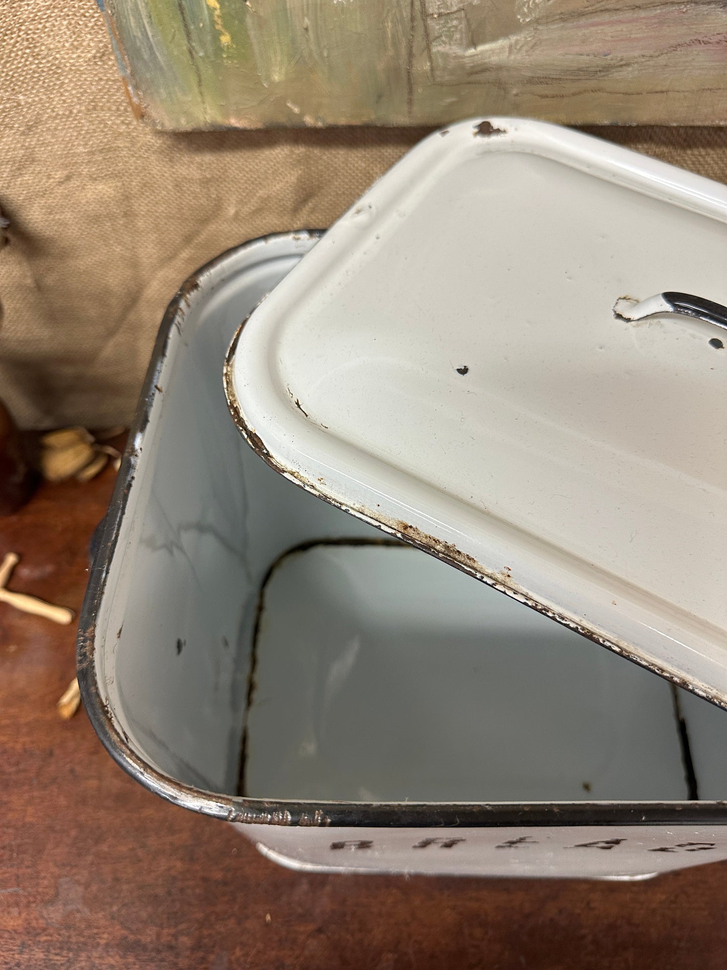 Vintage Enamel Bread Bin The Blind Mole