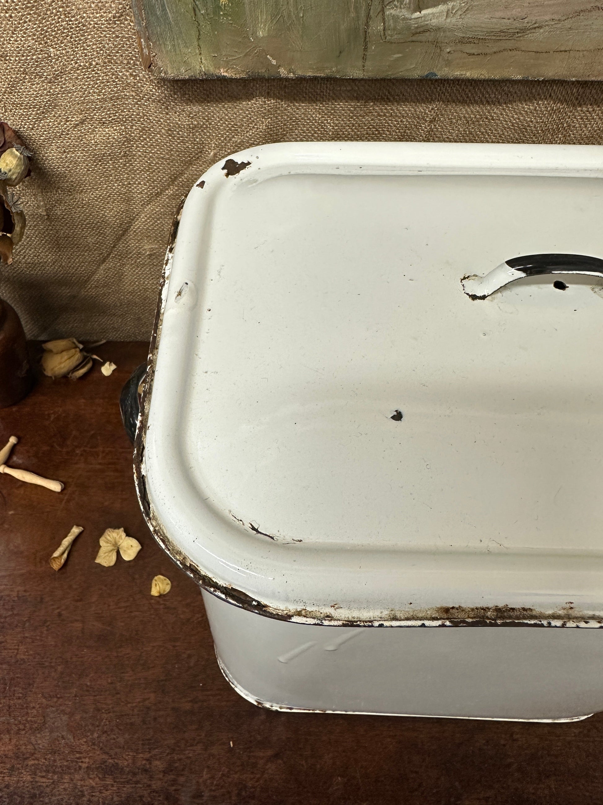 Vintage Enamel Bread Bin The Blind Mole