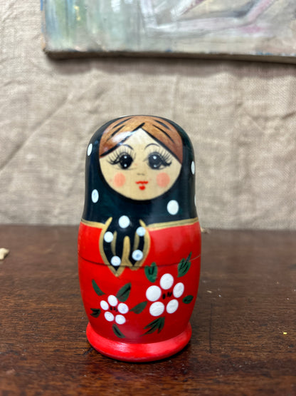 Vintage Red Russian Stacking Dolls, Nesting Dolls