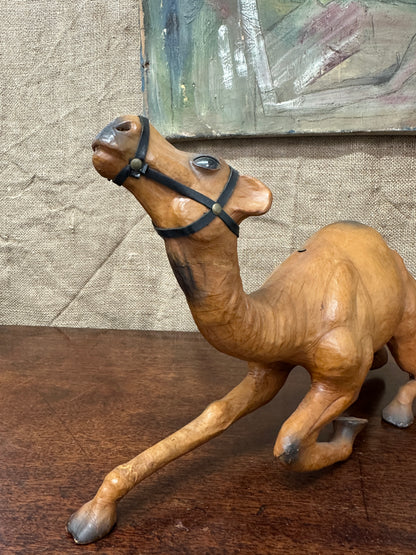 Mid Century Leather Camel Figure Small