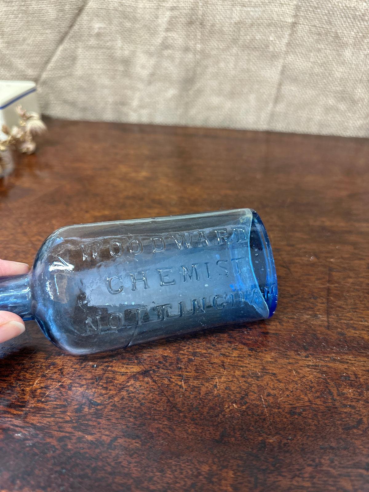 Poison Apothecary Bottle Blue Glass