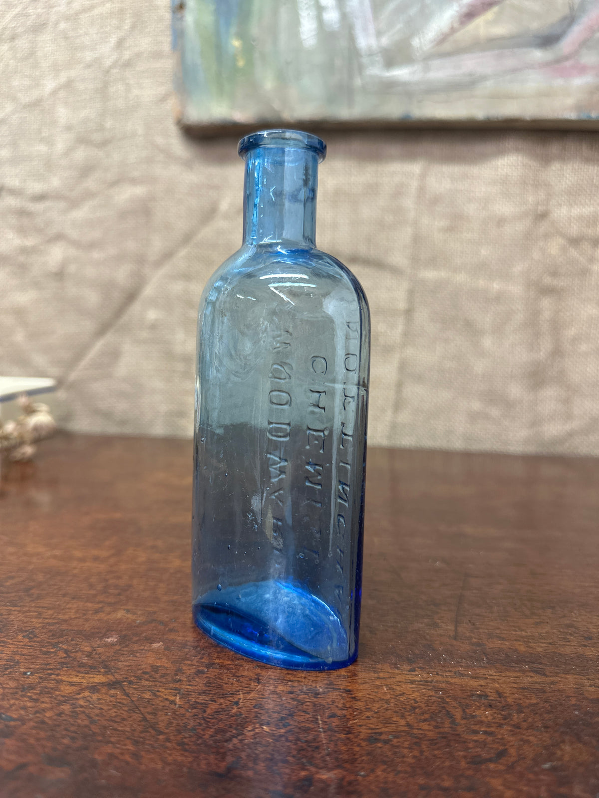 Poison Apothecary Bottle Blue Glass