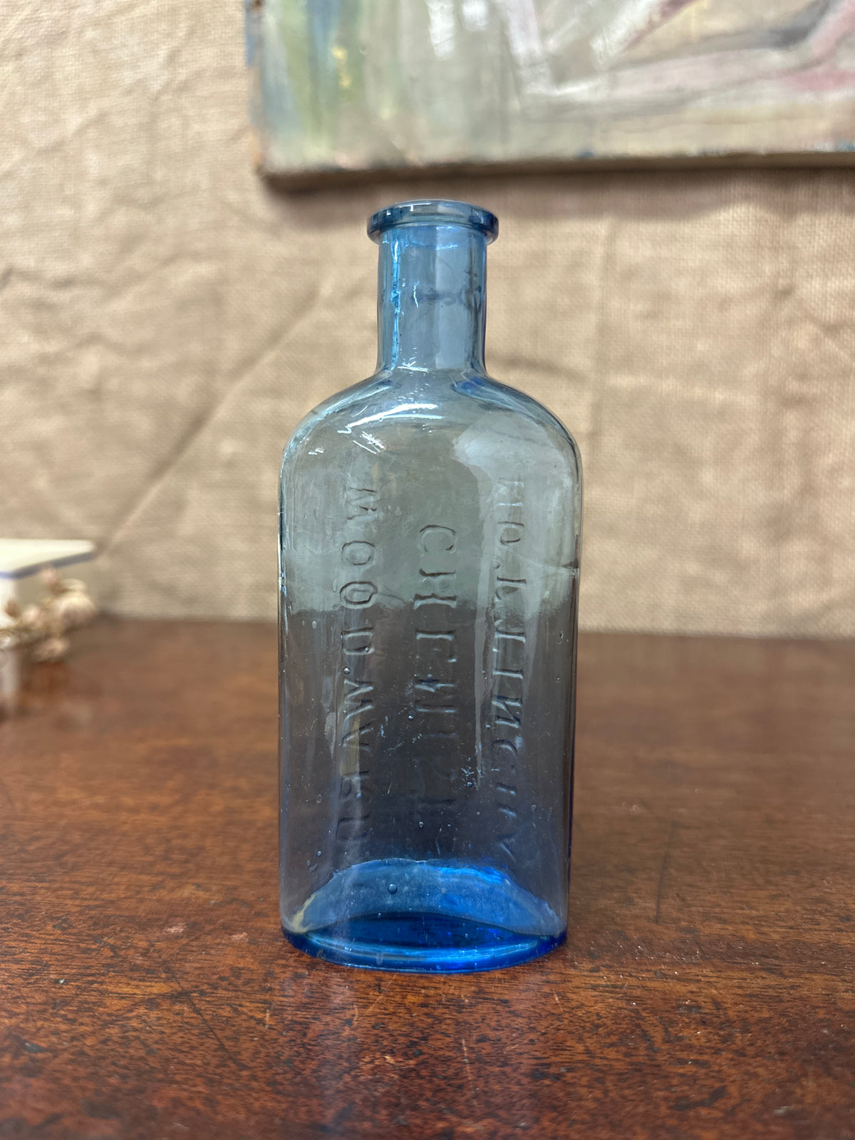 Poison Apothecary Bottle Blue Glass