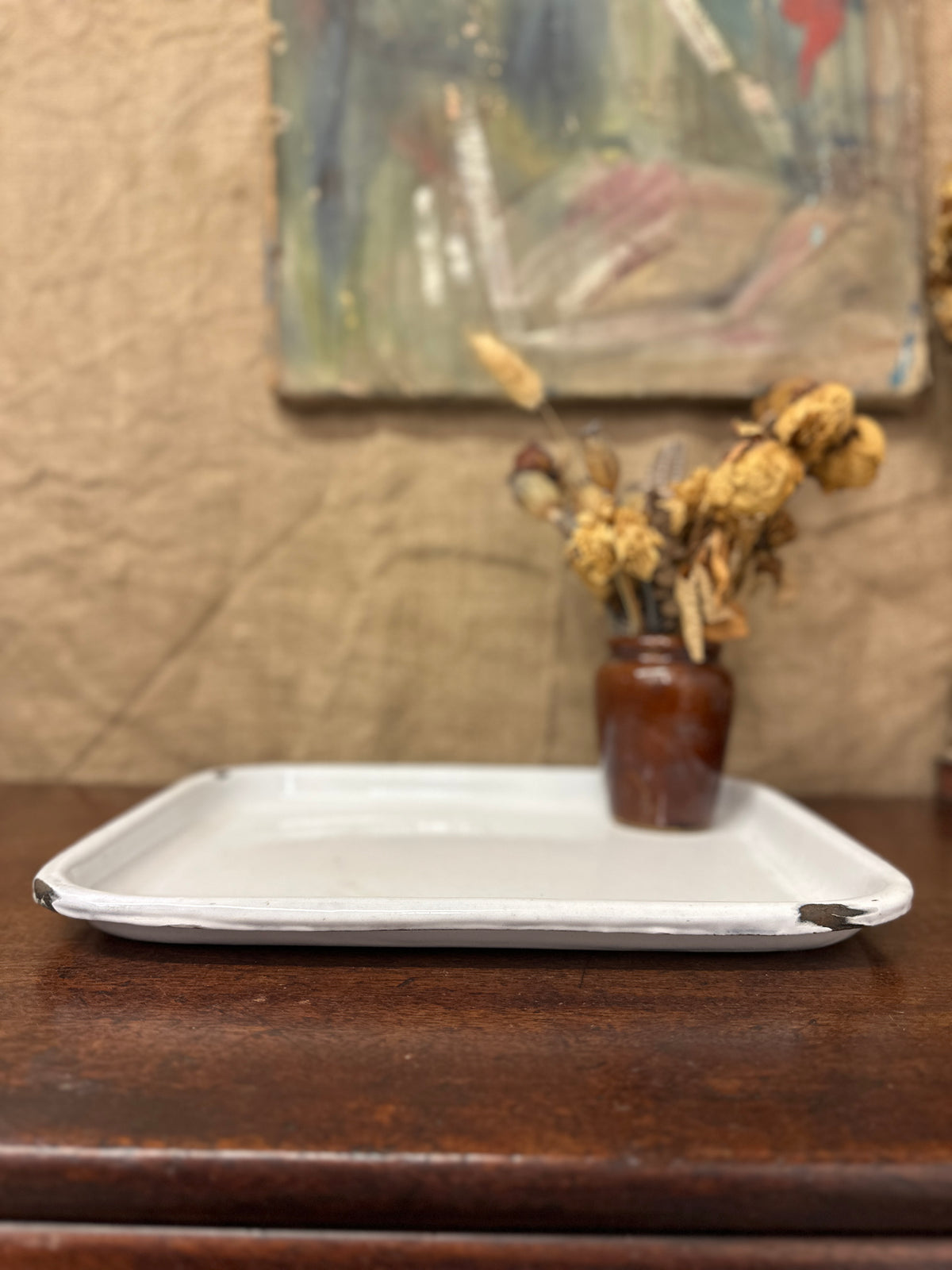White Enamel Tea Tray