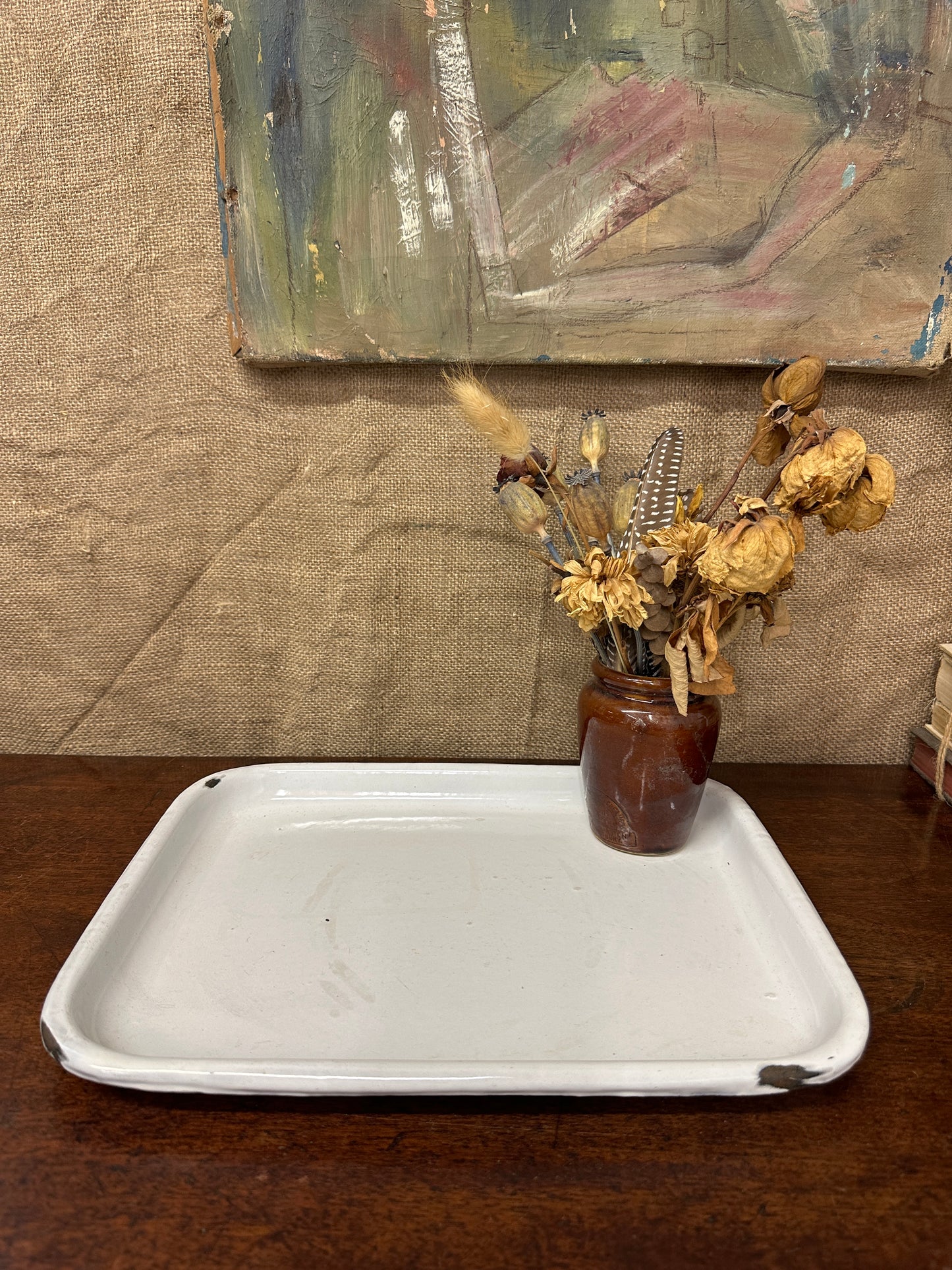 White Enamel Tea Tray