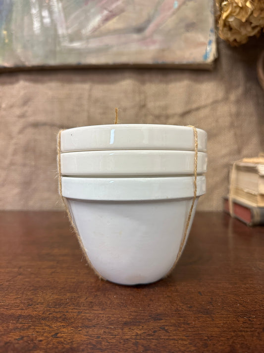 Set of White Ironstone Pudding Bowls
