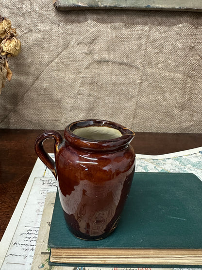 Glazed Brown Stoneware Cream Jug