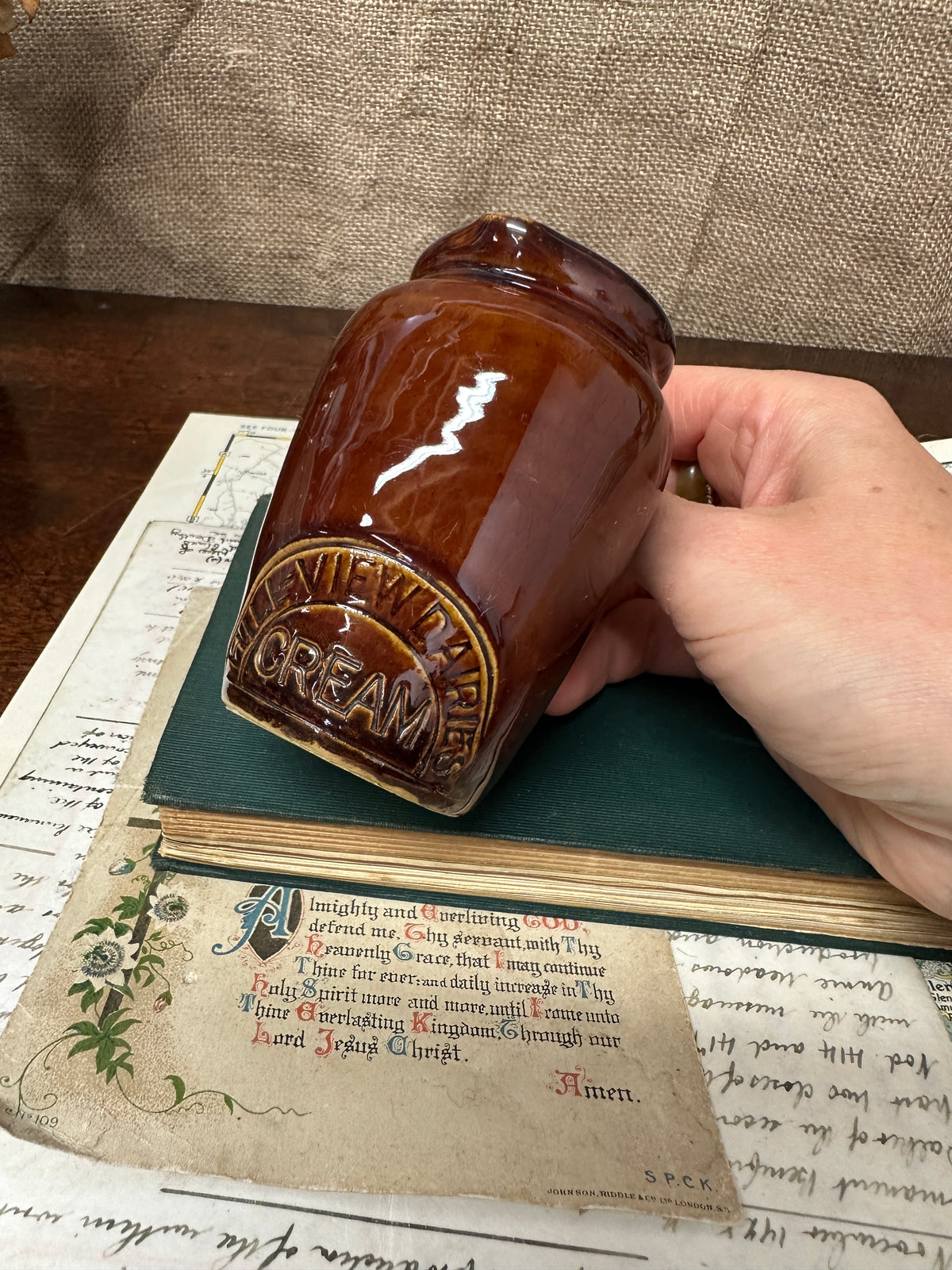 Glazed Brown Stoneware Cream Jug