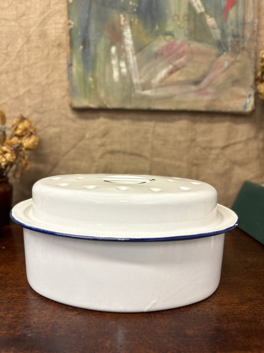 Vintage White Oval Roasting Dish
