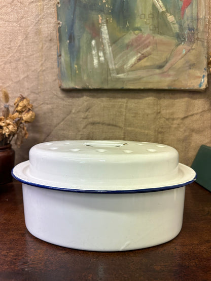 Vintage White Oval Roasting Dish