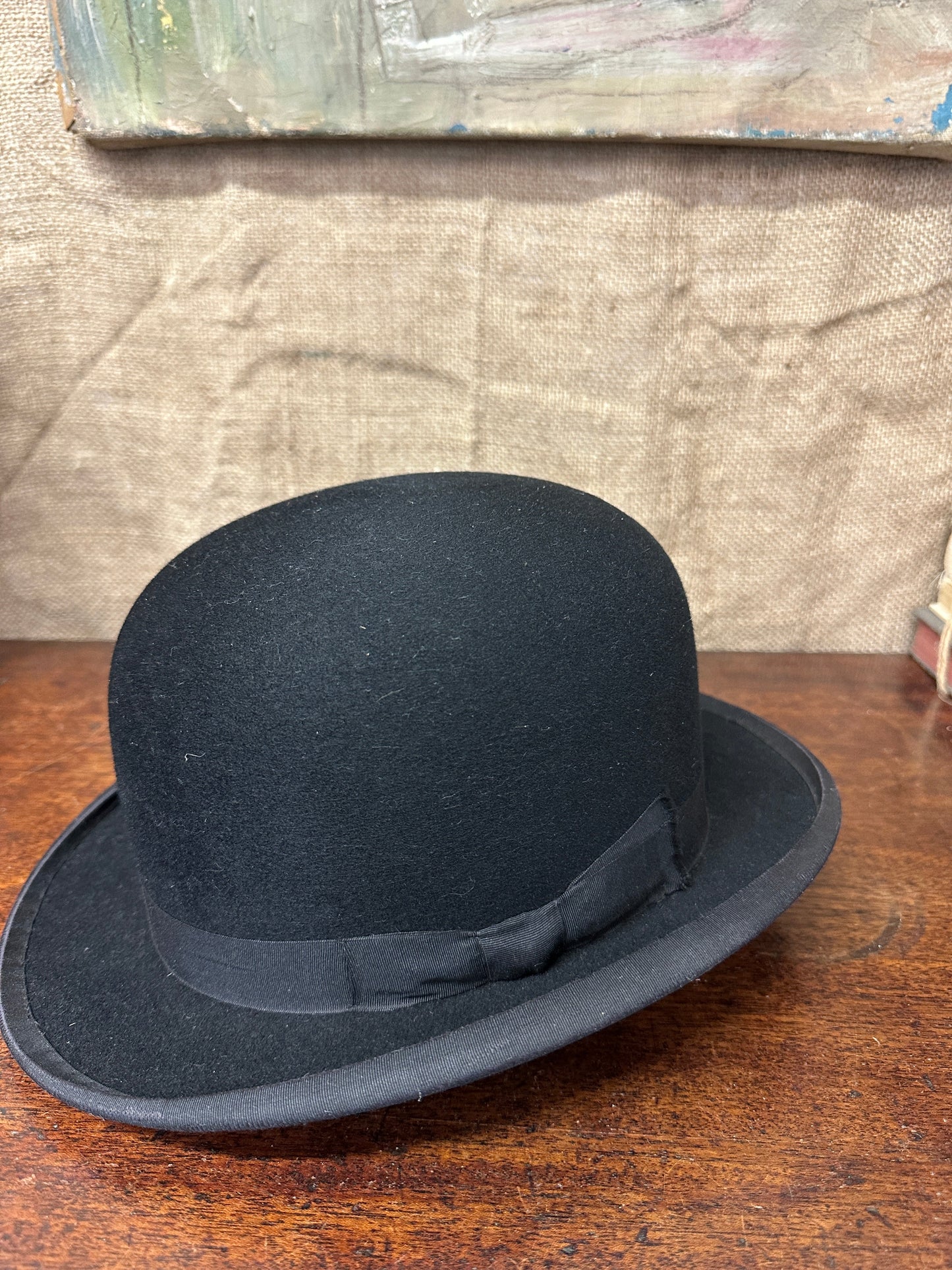 Antique Black Bowler Hat CA Dunn & Co The Blind Mole