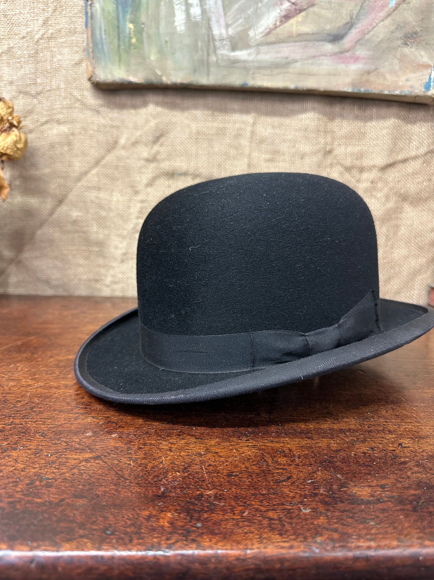 Antique Black Bowler Hat CA Dunn & Co The Blind Mole