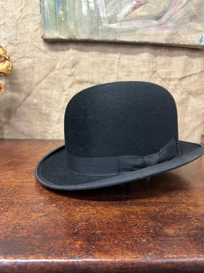 Antique Black Bowler Hat CA Dunn & Co The Blind Mole