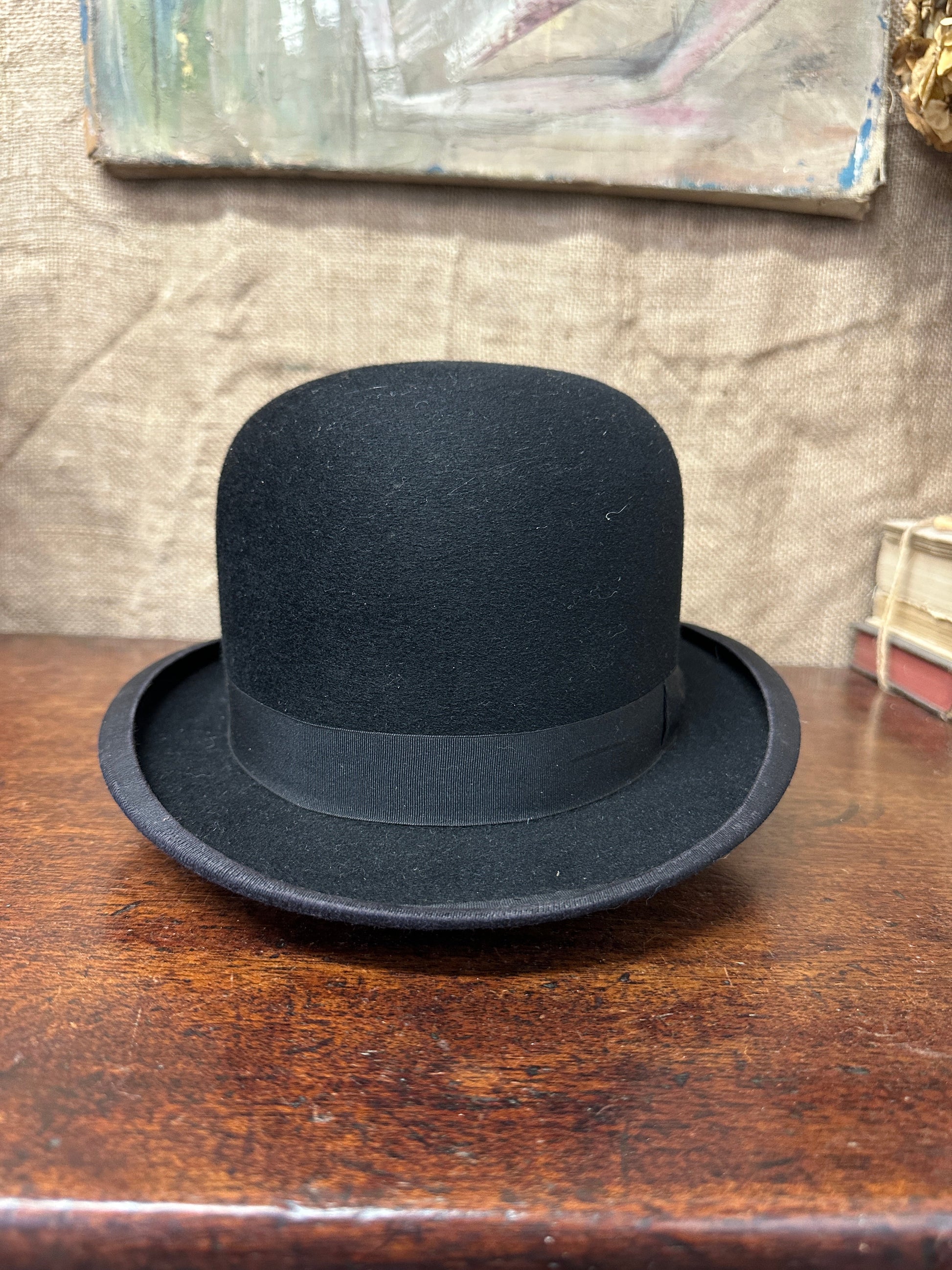 Antique Black Bowler Hat CA Dunn & Co The Blind Mole