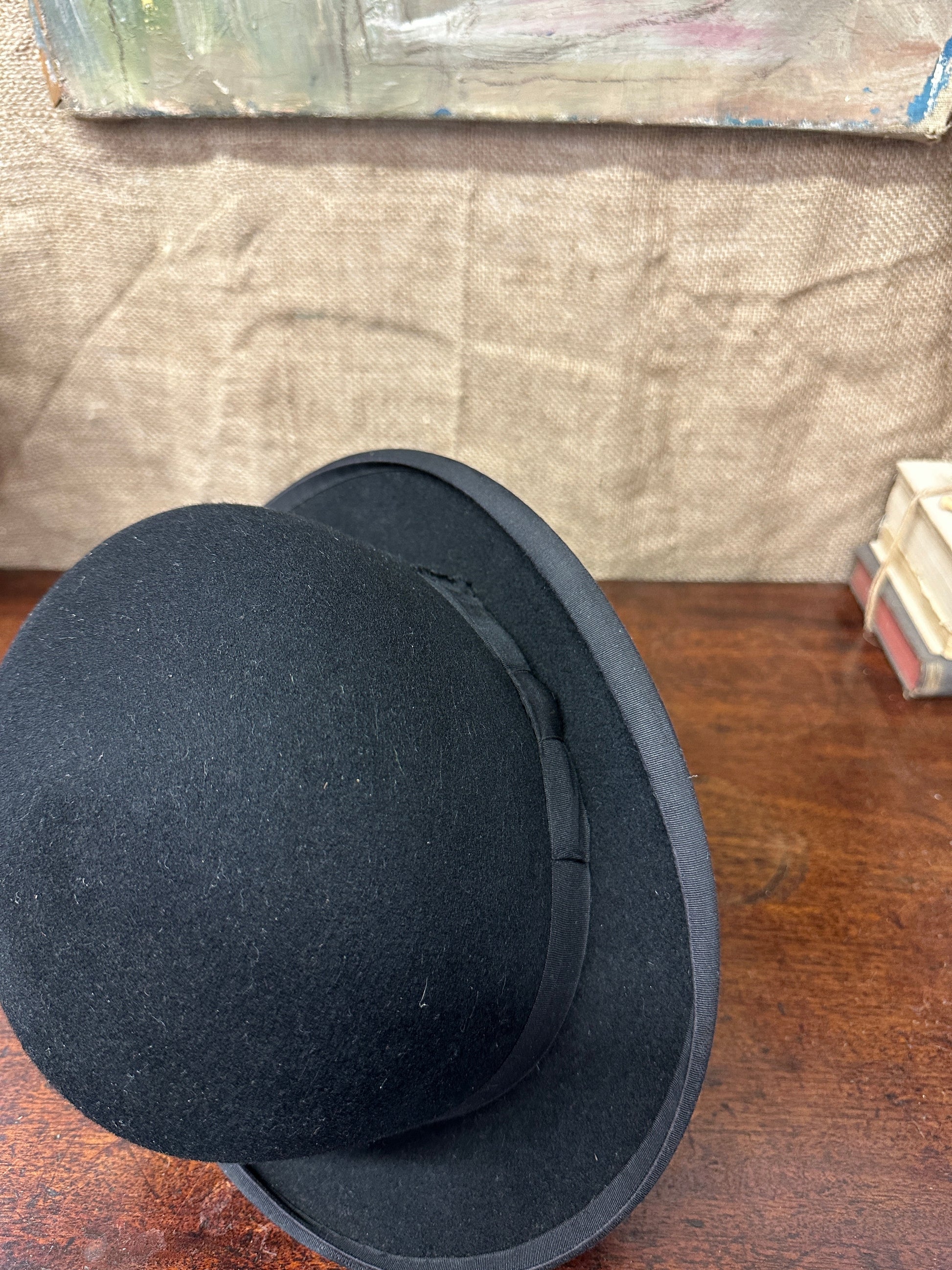 Antique Black Bowler Hat CA Dunn & Co The Blind Mole
