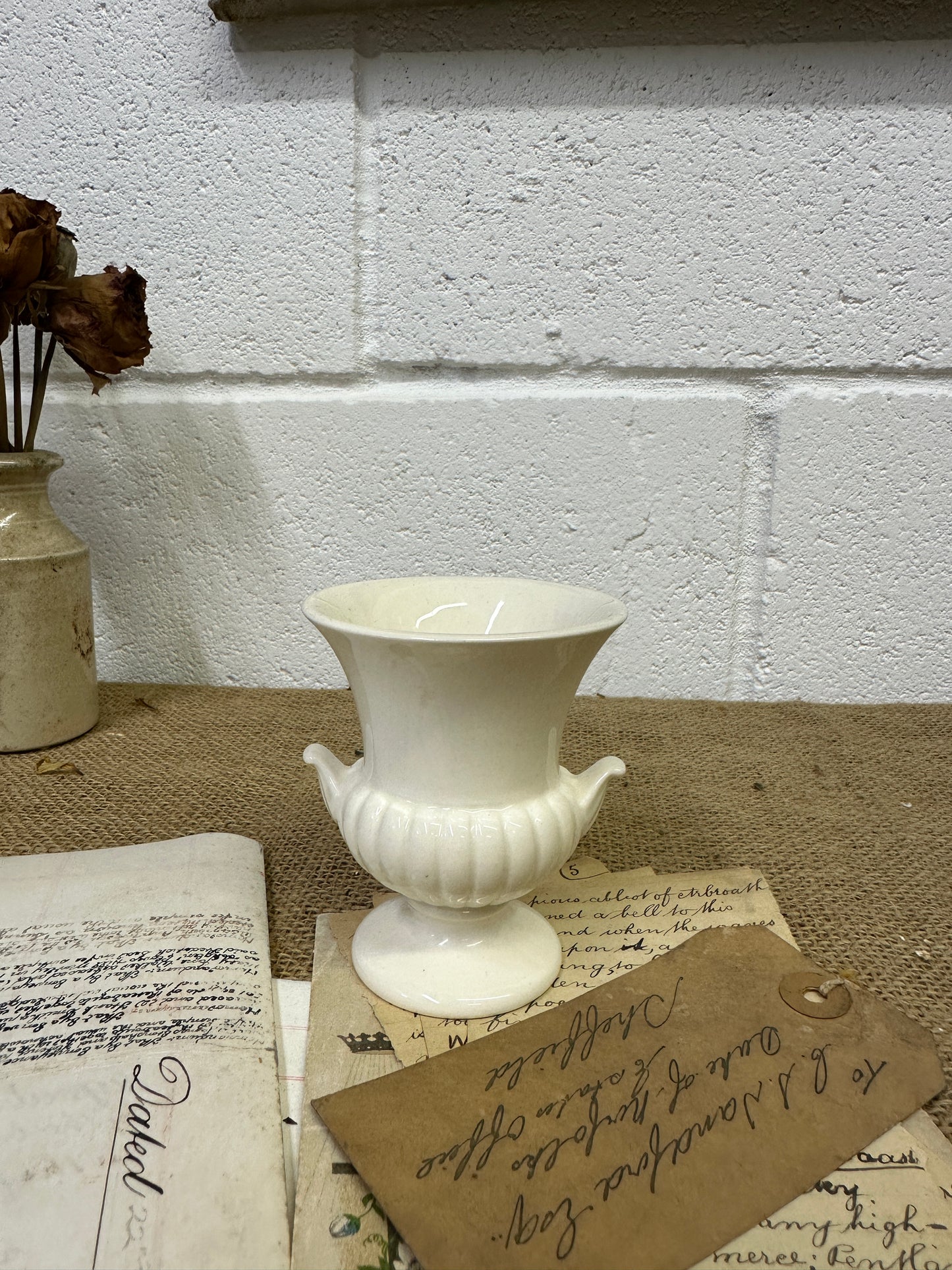 Small White Moonstone Wedgewood Urn