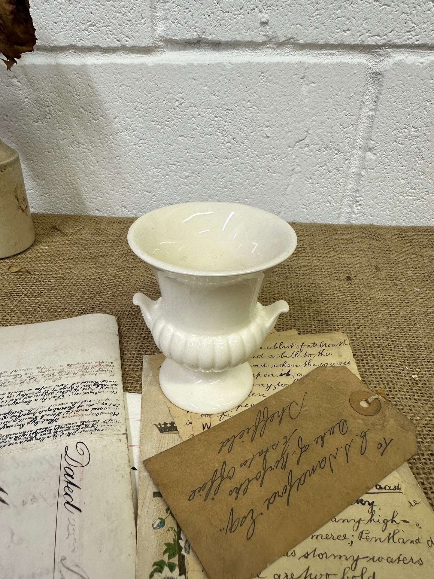 Small White Moonstone Wedgewood Urn