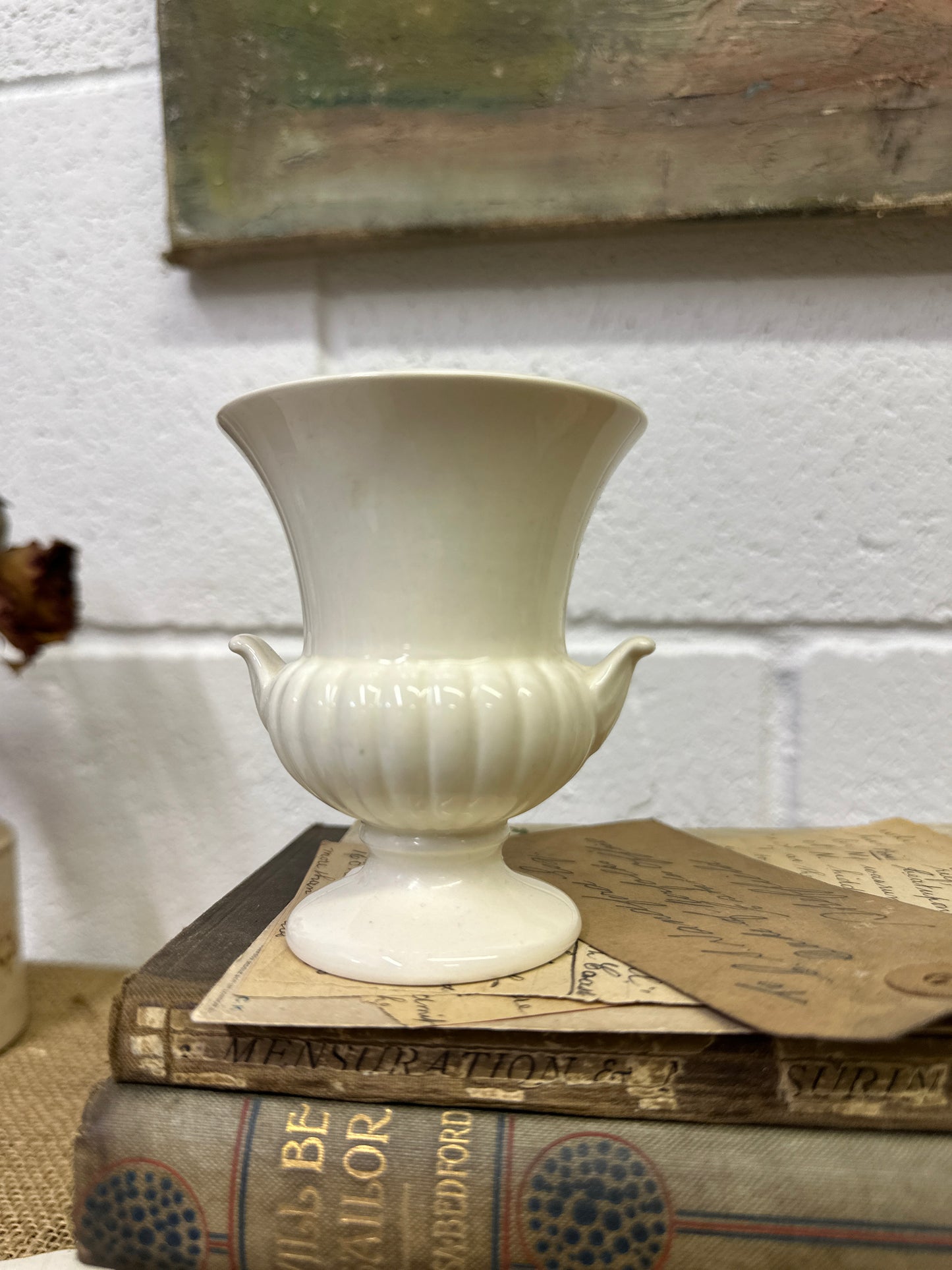 Small White Moonstone Wedgewood Urn