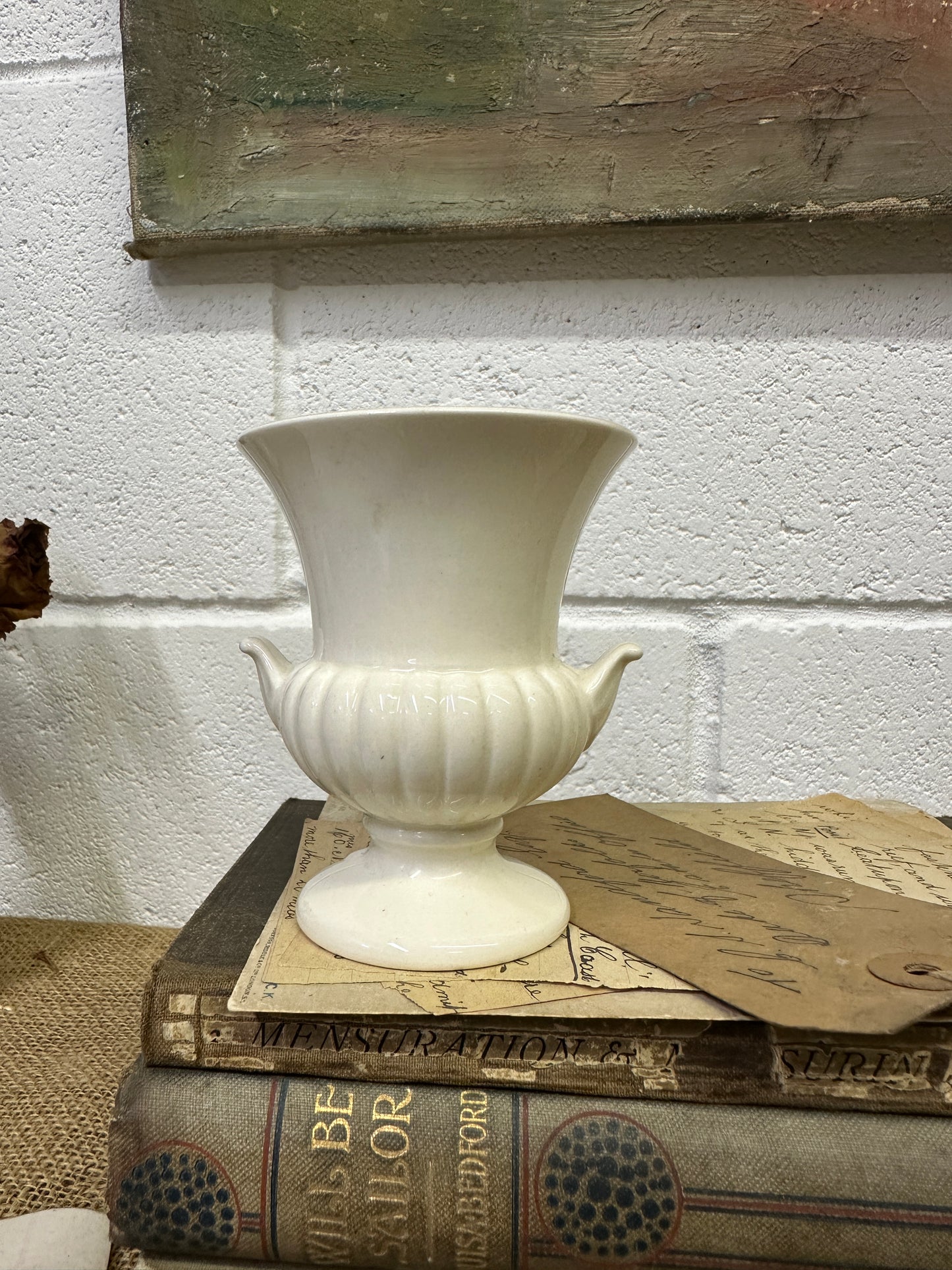 Small White Moonstone Wedgewood Urn